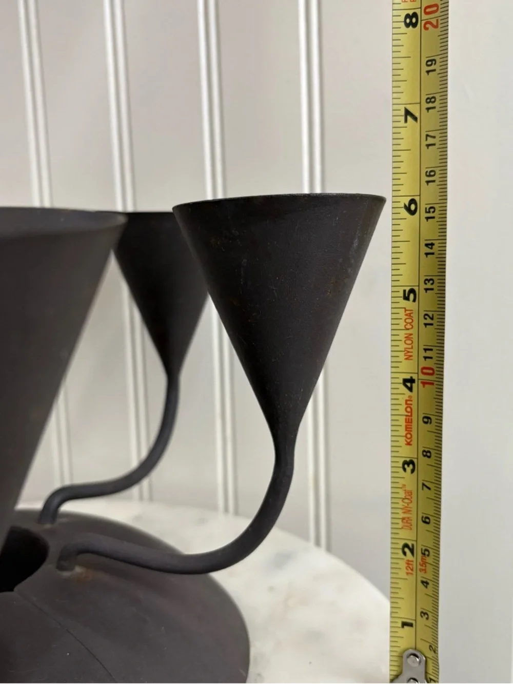 Pottery Barn Brutalist Raw Metal Candle Holder Centerpiece Brown Contemporary